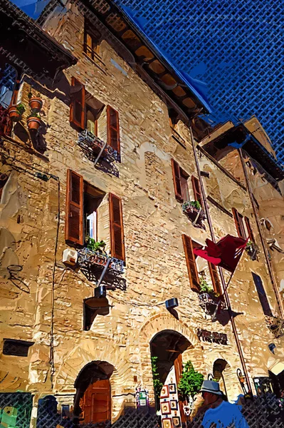 Antico Vicolo Nel Centro Storico Assisi Umbria Italia — Foto Stock