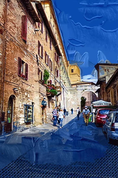 Antico Vicolo Nel Centro Storico Assisi Umbria Italia — Foto Stock