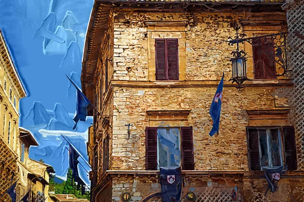 Starobylá Ulička Historickém Městě Assisi Umbria Itálie — Stock fotografie