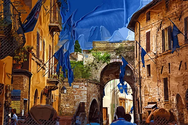 Ancient Alleyway Historic Town Assisi Umbria Italy — Stock Photo, Image