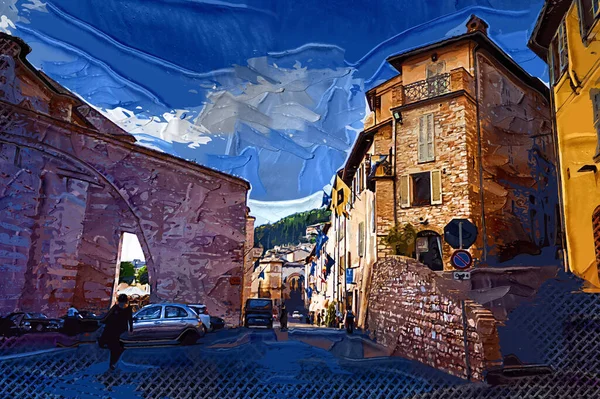 意大利Umbria历史名城Assisi的古老小巷 — 图库照片