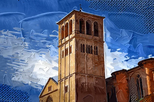 Stadsgezicht Assisi Basiliek Klooster Italië Vintage Retro — Stockfoto