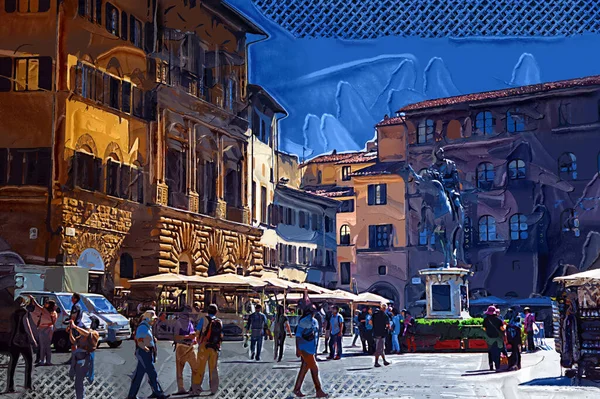 Piazza Della Signoria Palazzo Vecchio Florencie Itálie — Stock fotografie