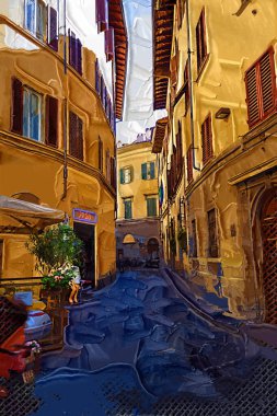 Floransa, Toskana 'da dar bir cadde. İtalya fotoğraf klasikleri