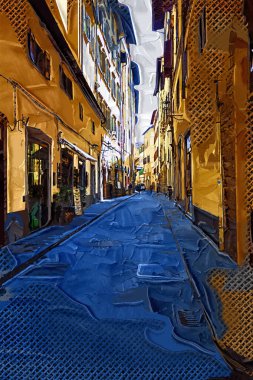 Floransa, Toskana 'da dar bir cadde. İtalya fotoğraf klasikleri