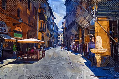 Floransa, Toskana 'da dar bir cadde. İtalya fotoğraf klasikleri