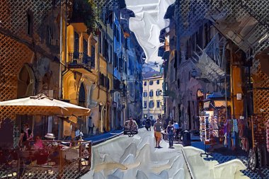 Floransa, Toskana 'da dar bir cadde. İtalya fotoğraf klasikleri