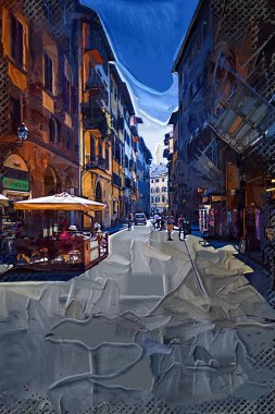 Floransa, Toskana 'da dar bir cadde. İtalya fotoğraf klasikleri