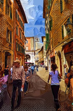 Floransa, Toskana 'da dar bir cadde. İtalya fotoğraf klasikleri