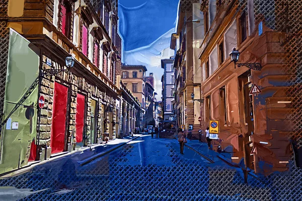 Στενό Άνετο Δρόμο Στη Φλωρεντία Τοσκάνη Ιταλία Φωτογραφία Ρετρό Ρετρό — Φωτογραφία Αρχείου