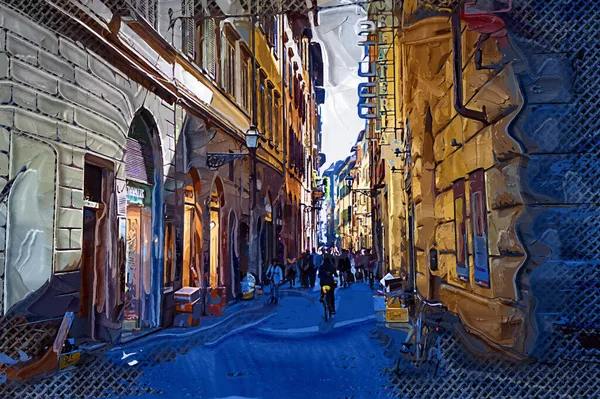 Úzká Útulná Ulice Florencii Toskánsko Itálie Photo Vintage Retro — Stock fotografie