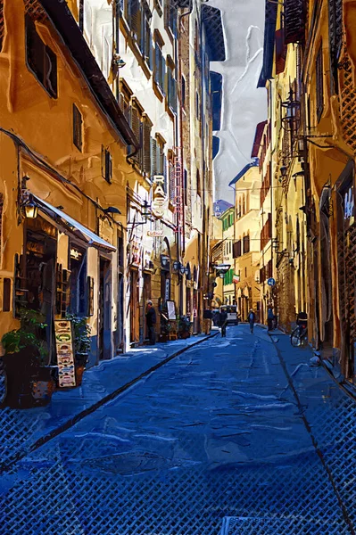 Narrow Cozy Street Florence Tuscany Italy Photography Vintage Retro — Stock Photo, Image