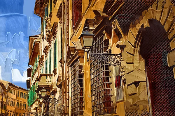Narrow Cozy Street Florence Tuscany Italy Photography Vintage Retro — Stock Photo, Image