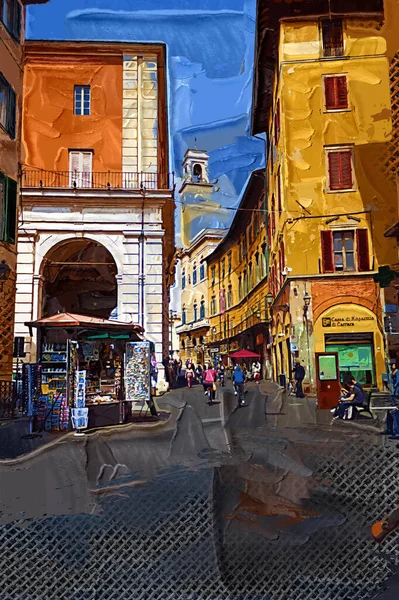Wąska Przytulna Ulica Florencji Toskanii Włochy Fotografia Vintage Retro — Zdjęcie stockowe