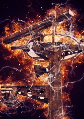 Donanma gemisinde askeri radar takibi, sanat eseri çizimi klasik.