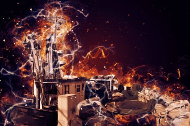 Yelkenli tekneler marina sanat illüstrasyonuna yerleştirildi.