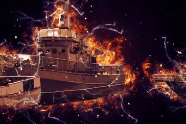 Askeri gemi, Atlantik Denizi 'nin engebeli çizimlerinden geçiyor.