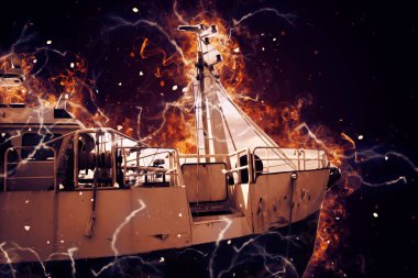 Askeri gemi, Atlantik Denizi 'nin engebeli çizimlerinden geçiyor.