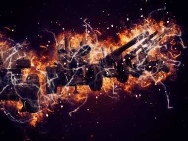 Savaş alanı topu askeri sanat çizimi çizimi