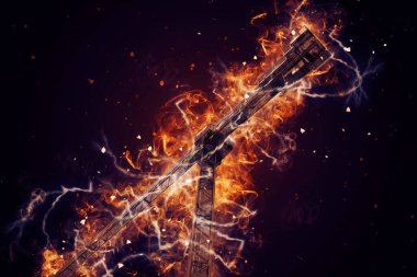 Şantiye iskelesi, klasik resim çizimi olan bir inşaat alanı.