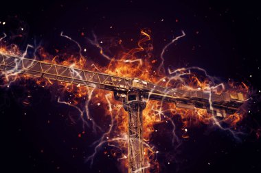 Şantiye iskelesi, klasik resim çizimi olan bir inşaat alanı.