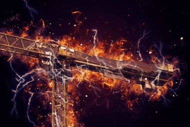 Şantiye iskelesi, klasik resim çizimi olan bir inşaat alanı.