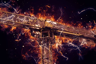 Şantiye iskelesi, klasik resim çizimi olan bir inşaat alanı.