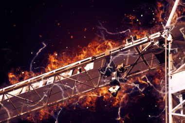 Şantiye iskelesi, klasik resim çizimi olan bir inşaat alanı.