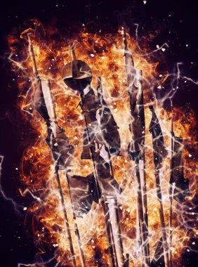 Rüzgarda dalgalanan renkli deniz yelkenli bayrakları sanat eseri çizimleri