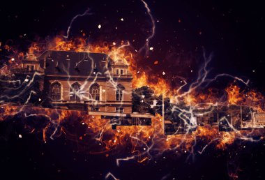 Polonya 'daki Gdansk şehrinin mimarisinin güzel bir görüntüsünün suluboya çizimi veya çizimi