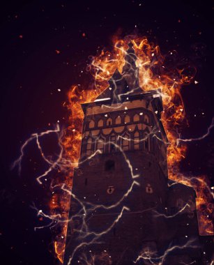 Polonya 'daki Gdansk şehrinin mimarisinin güzel bir görüntüsünün suluboya çizimi veya çizimi