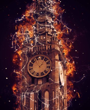 Polonya 'daki Gdansk şehrinin mimarisinin güzel bir görüntüsünün suluboya çizimi veya çizimi