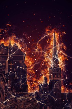 Polonya 'daki Gdansk şehrinin mimarisinin güzel bir görüntüsünün suluboya çizimi veya çizimi