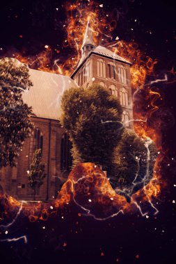 Kolobrzeg eski şehir, belediye binası, poland resim çizimi