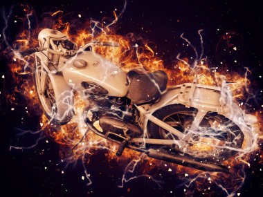 İkinci Dünya Savaşı 'ndan beri izole edilmiş beyaz bir geçmişi olan eski bir askeri motosiklet.