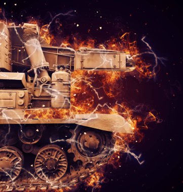 Vintage tank izole çizim sanat illüstrasyonu