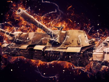 Vintage tank izole çizim sanat illüstrasyonu