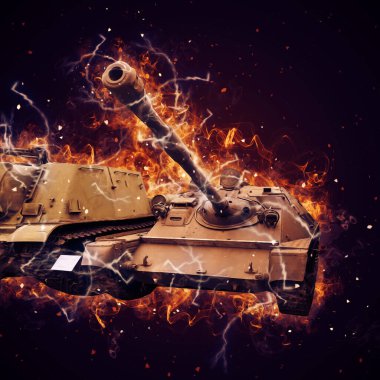 Vintage tank izole çizim sanat illüstrasyonu