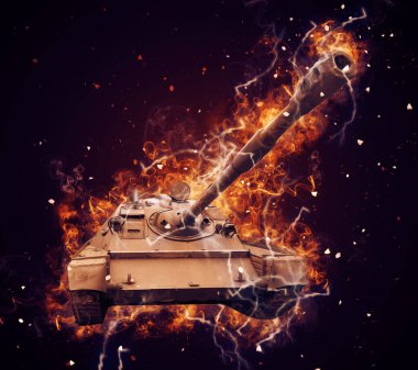 Vintage tank izole çizim sanat illüstrasyonu