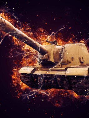 Vintage tank izole çizim sanat illüstrasyonu