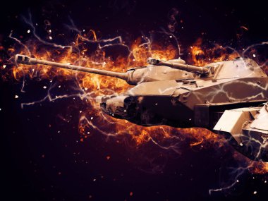 Vintage tank izole çizim sanat illüstrasyonu