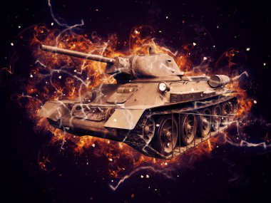 Vintage tank izole çizim sanat illüstrasyonu