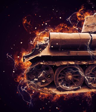 Vintage tank izole çizim sanat illüstrasyonu
