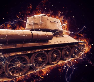 Vintage tank izole çizim sanat illüstrasyonu