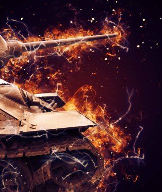 Vintage tank izole çizim sanat illüstrasyonu