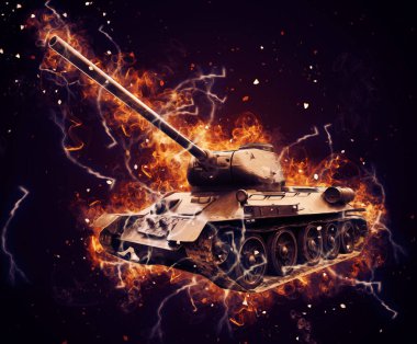 Vintage tank izole çizim sanat illüstrasyonu