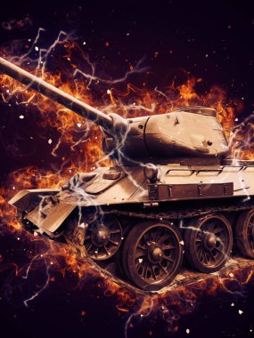 Vintage tank izole çizim sanat illüstrasyonu