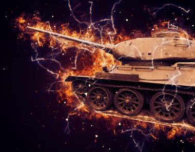 Vintage tank izole çizim sanat illüstrasyonu