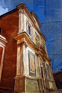 Pisa, İtalya 'da antik binaları olan eski bir sokak.