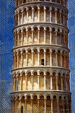 Pisa 'nın güzel sokak manzarası, Pisa Kulesi Pisa, İtalya